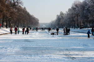 Skaters on the frozen Nymphenburger Kanal in Munich Skaters on the frozen Nymphenburger Kanal in Munich